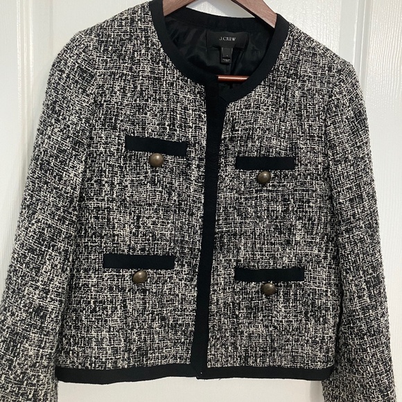 J.Crew, size 4, black and white tweed blazer jacket - Picture 1 of 6